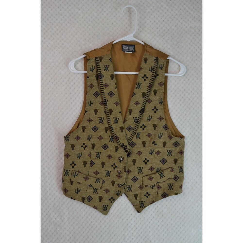 Roughrider by Circle T Women's Medium Western Vest Southwestern Pattern VTG